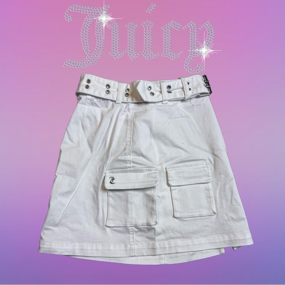 NWT Juicy Couture Cargo Skirt w/ Belt White Tennis Skirt Retro - Picture 2 of 5